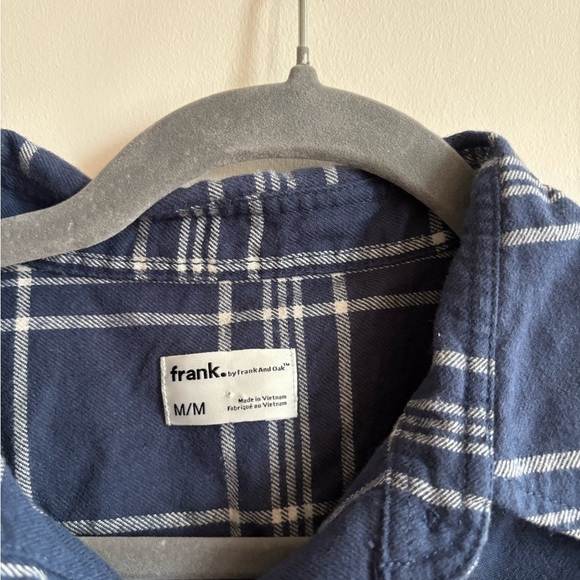 Frank. by Frank And Oak 100 % Organic Cotton Blue Plaid Button-down Shirt Med - Picture 2 of 8